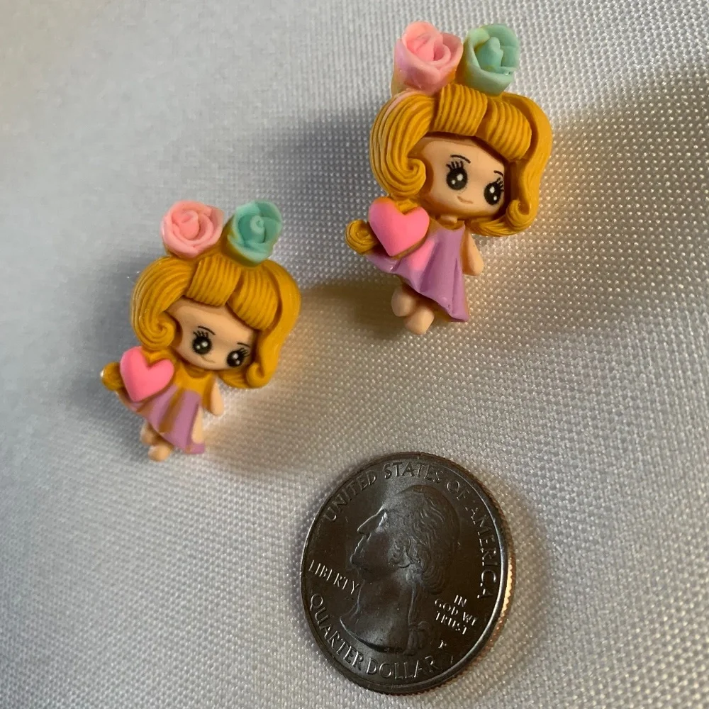 NWT. Handmade Pierced Earrings of Fancy Girls.  For ages 5 and up!